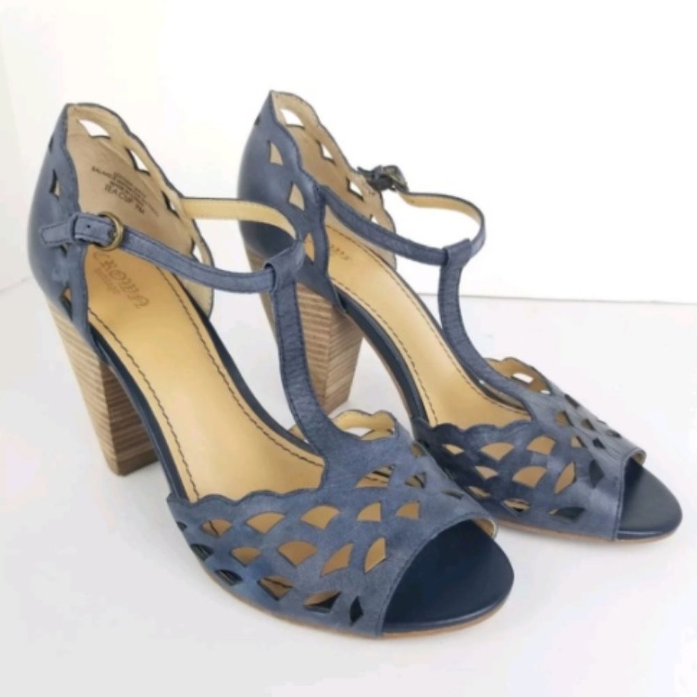 SOLD Crown Vintage Blue T-strap Sandals